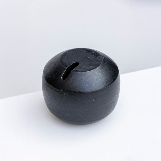 Rounded Matte Black Vase #02