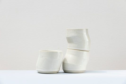 Set of 3 White Angled Cups #01