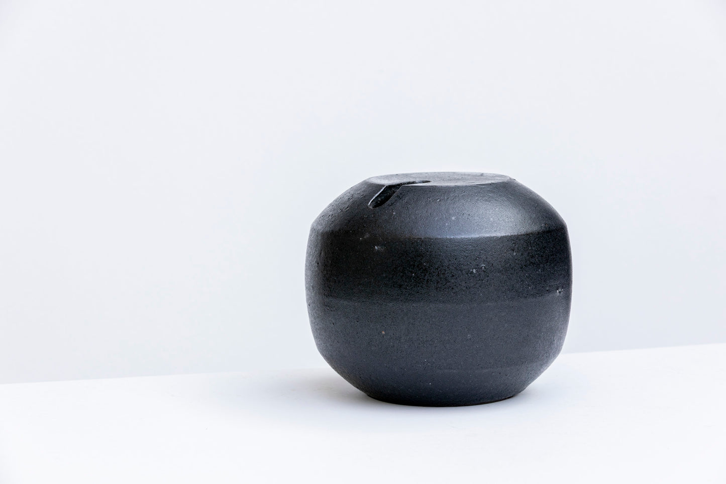 Rounded Matte Black Vase #02