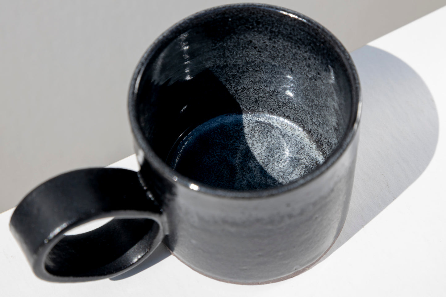Set of Matte Black Stoneware Mugs