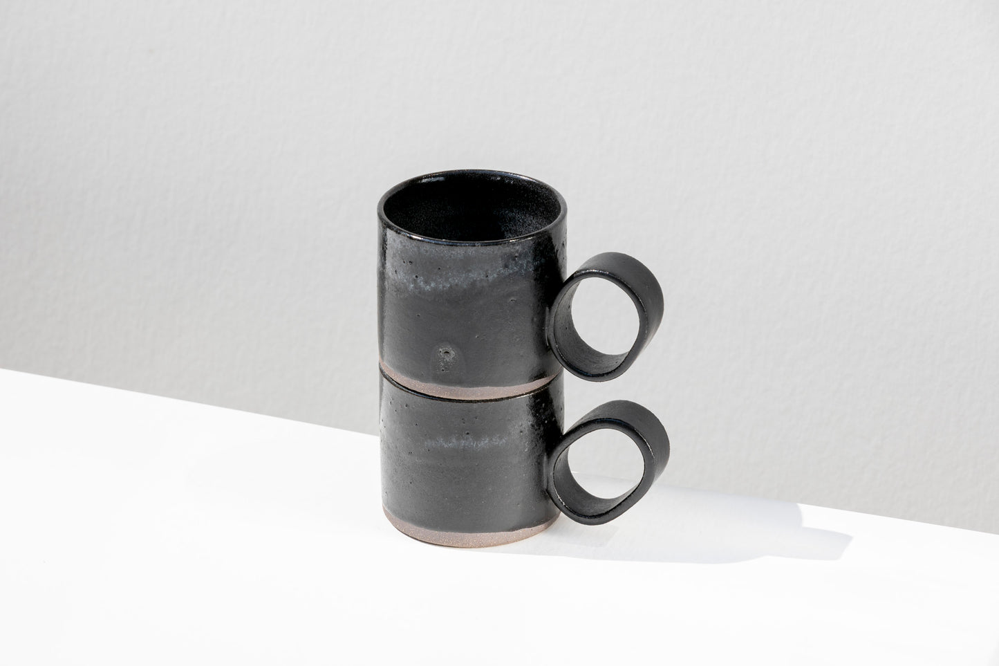 Set of Matte Black Stoneware Mugs