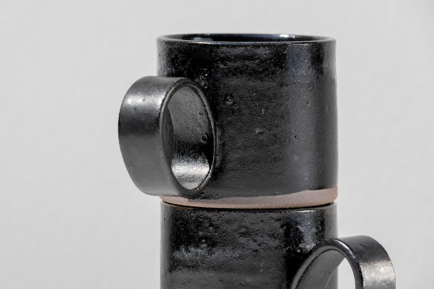 Set of Matte Black Stoneware Mugs