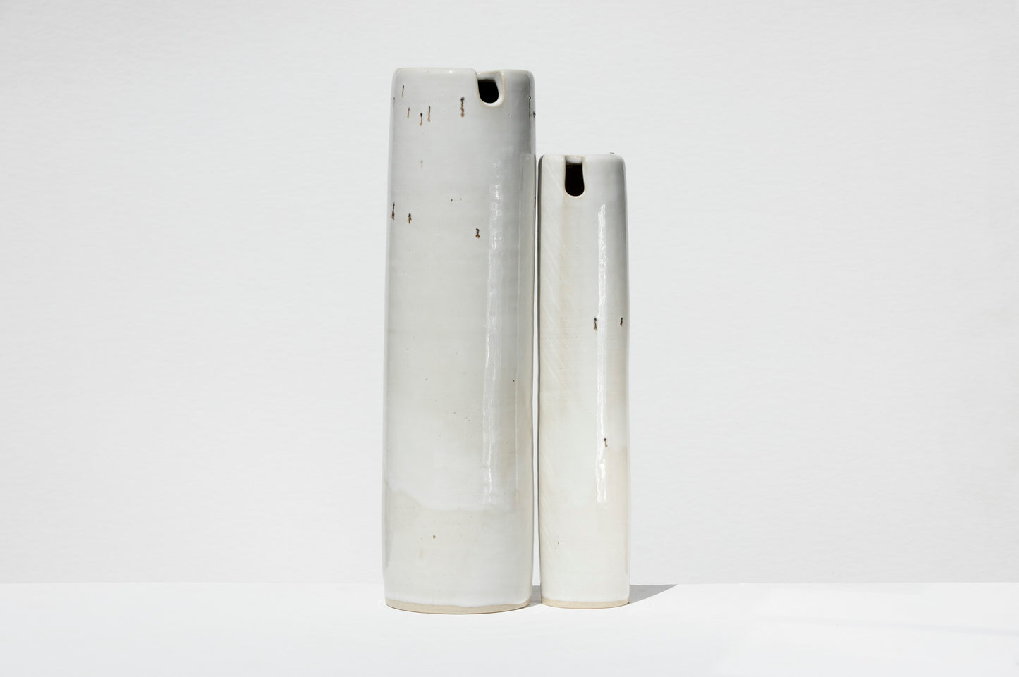 Pair of Tall White Vases #02