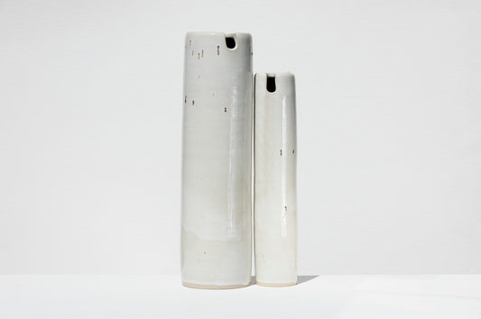 Pair of Tall White Vases #02