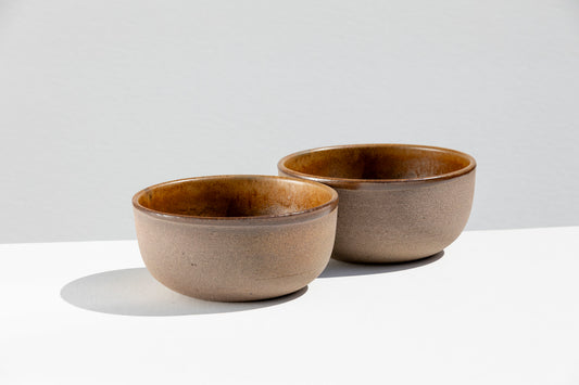 Set of 2 Sandstone Brown Bowls
