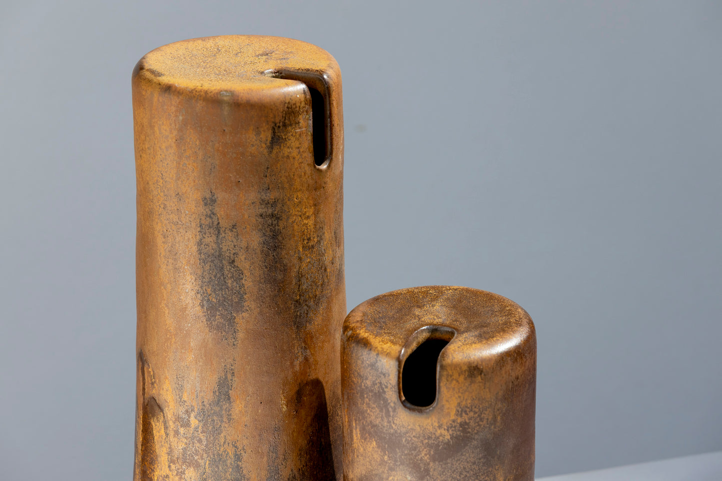 Pair of Tall Sandstone Brown Vases #03