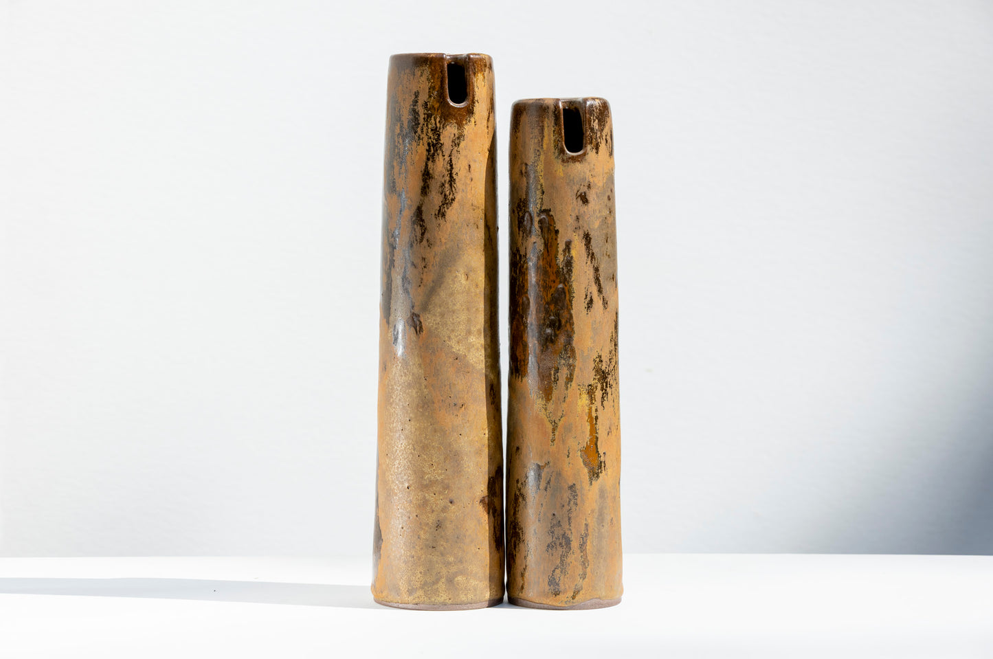 Pair of Tall Sandstone Brown Vases #02
