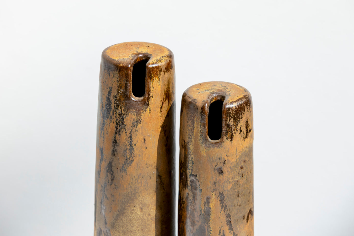 Pair of Tall Sandstone Brown Vases #02