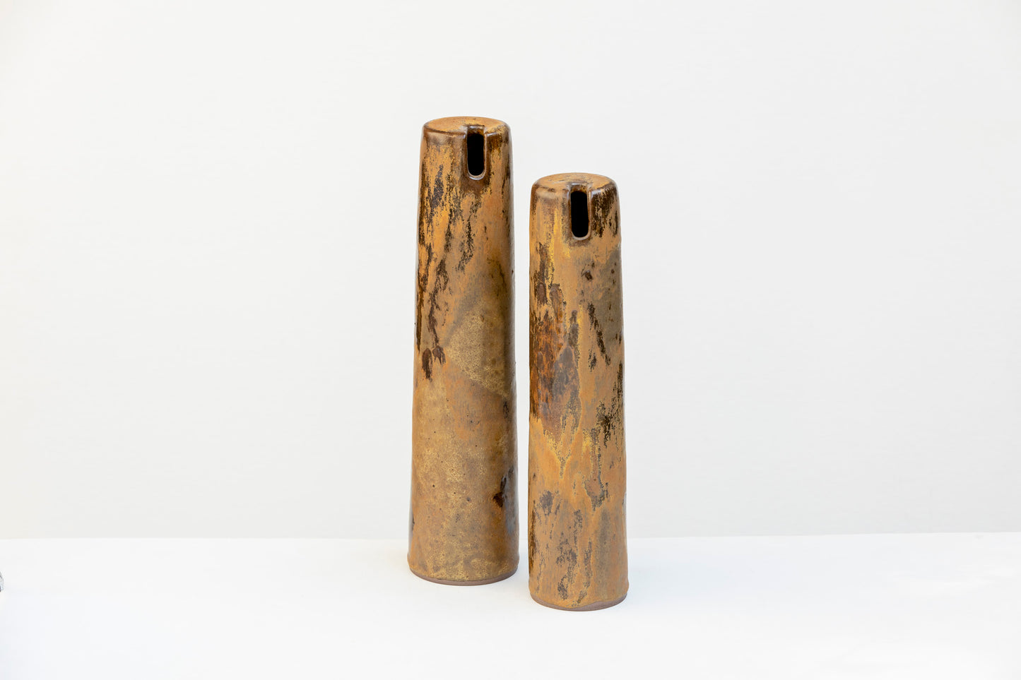 Pair of Tall Sandstone Brown Vases #02
