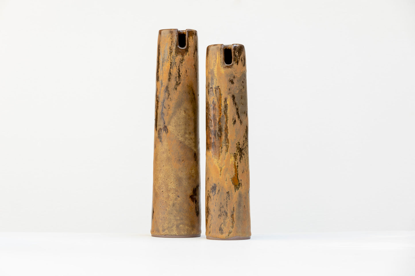 Pair of Tall Sandstone Brown Vases #02