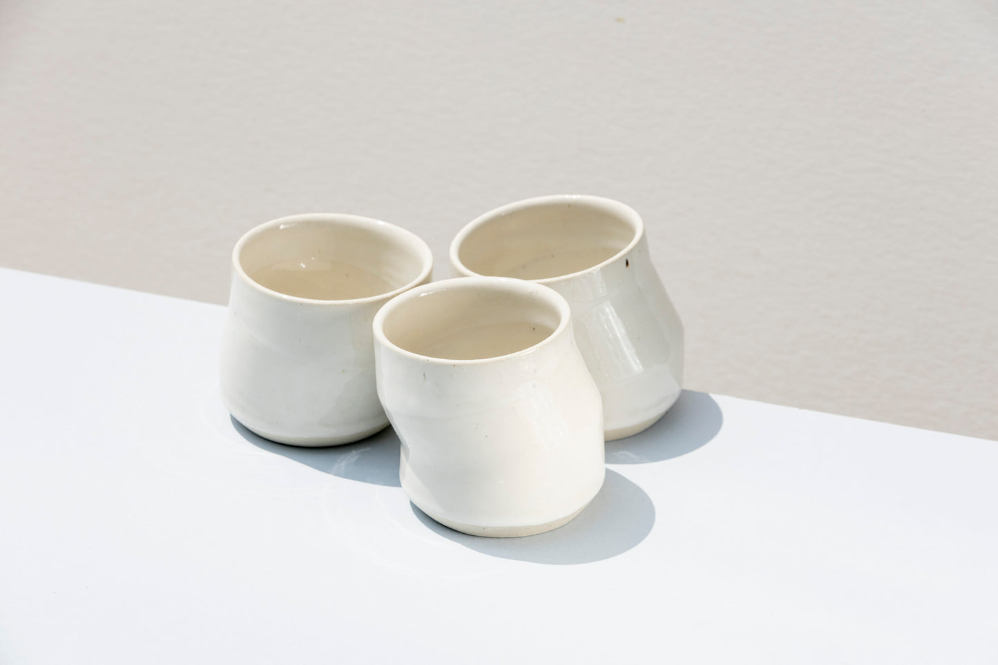 Set of 3 White Angled Cups #01