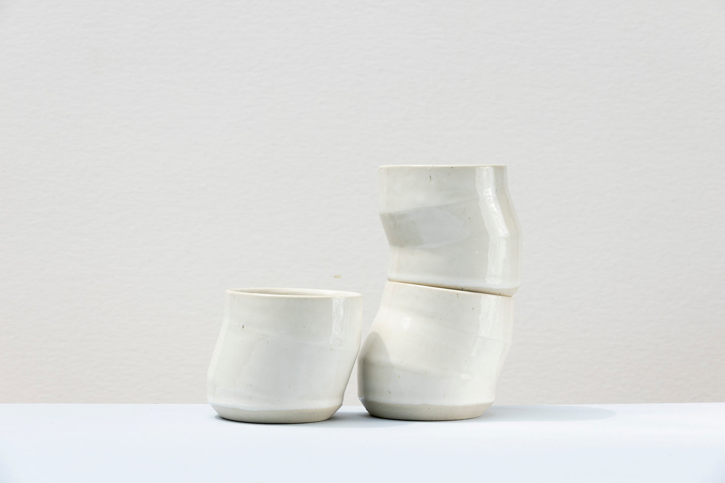 Set of 3 White Angled Cups #01