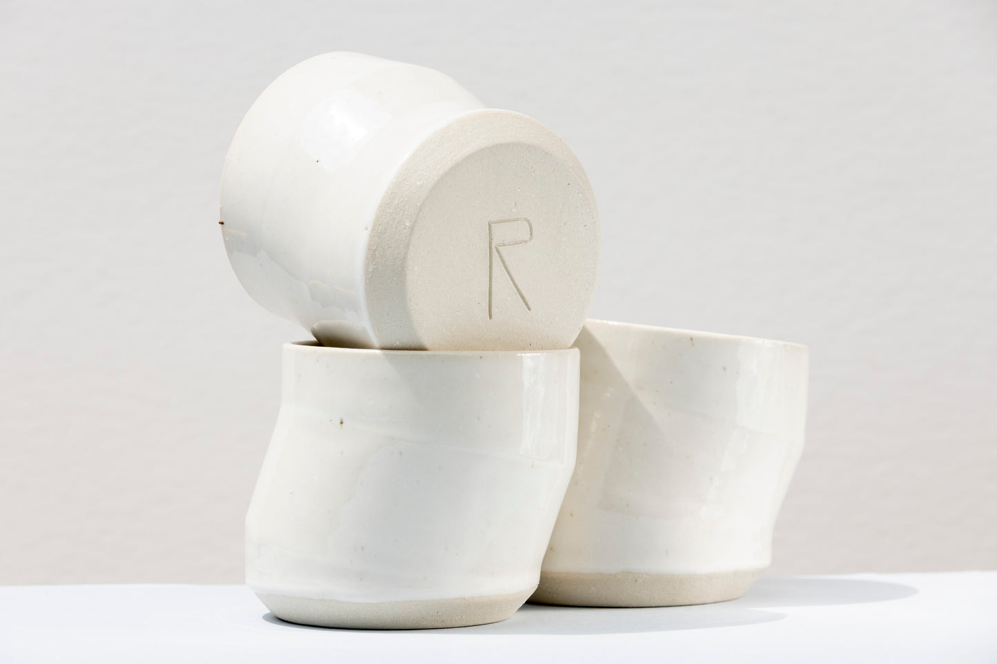 Set of 3 White Angled Cups #01