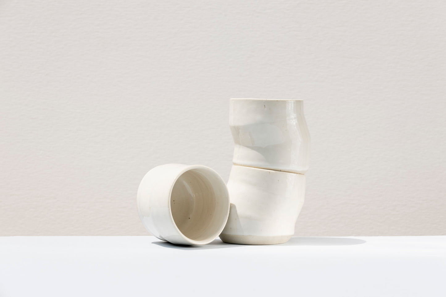 Set of 3 White Angled Cups #01