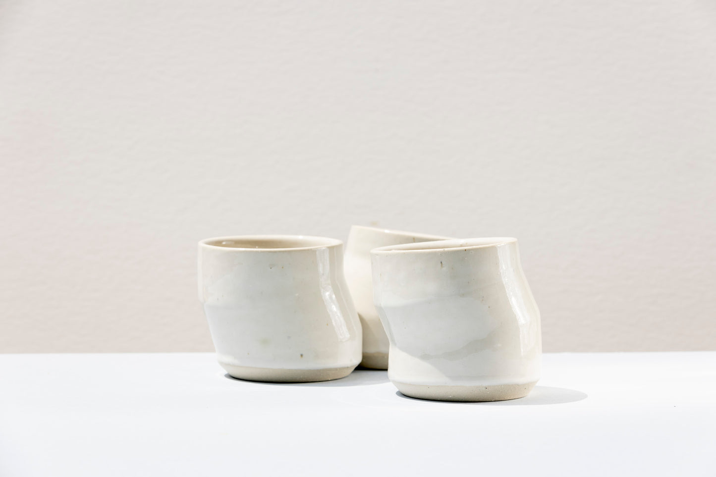 Set of 3 White Angled Cups #01